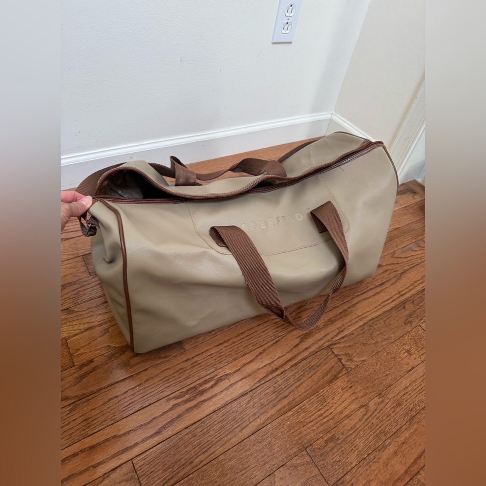 Vintage Lagerfeld Tan Duffle - Overnight - Carry-On - Gym -Shoulder Strap Bag...